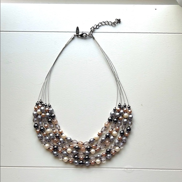 Jewelry - Elegant Multi-Strand Black and Silver Necklace